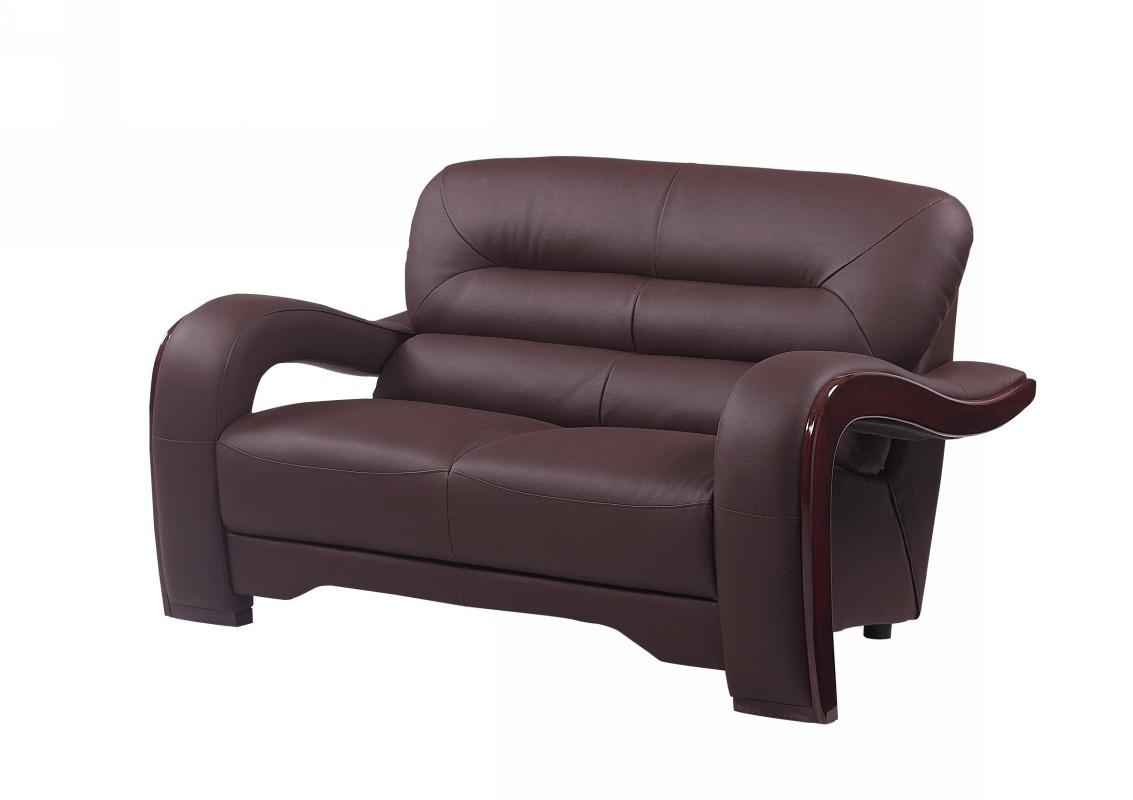 Contemporary Loveseat 992 992-BROWN-L in Brown Leather Match