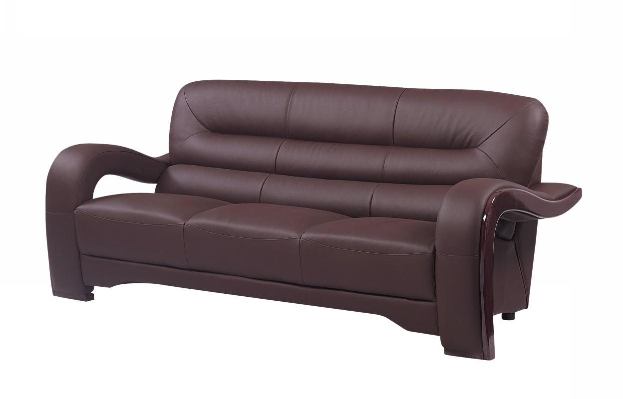Contemporary Sofa 992 992-BROWN-S in Brown Leather Match