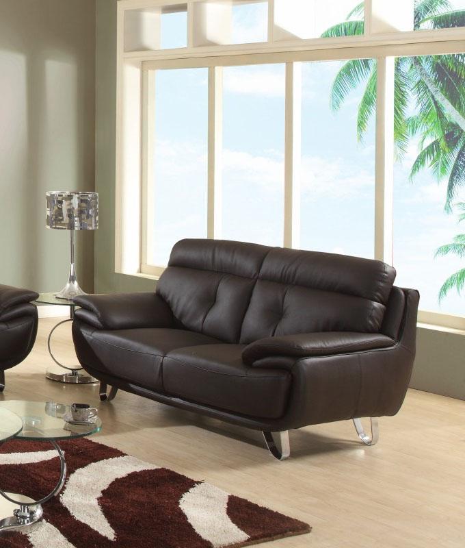 

    
Contemporary Brown Leather Match Loveseat Global United A159
