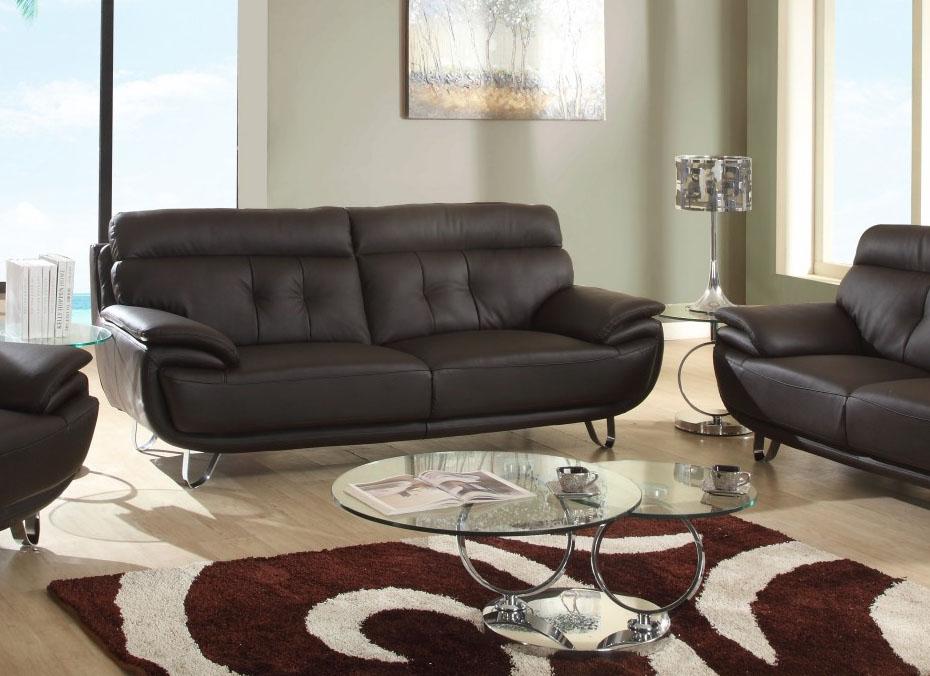 

    
Contemporary Brown Leather Match Sofa Global United A159
