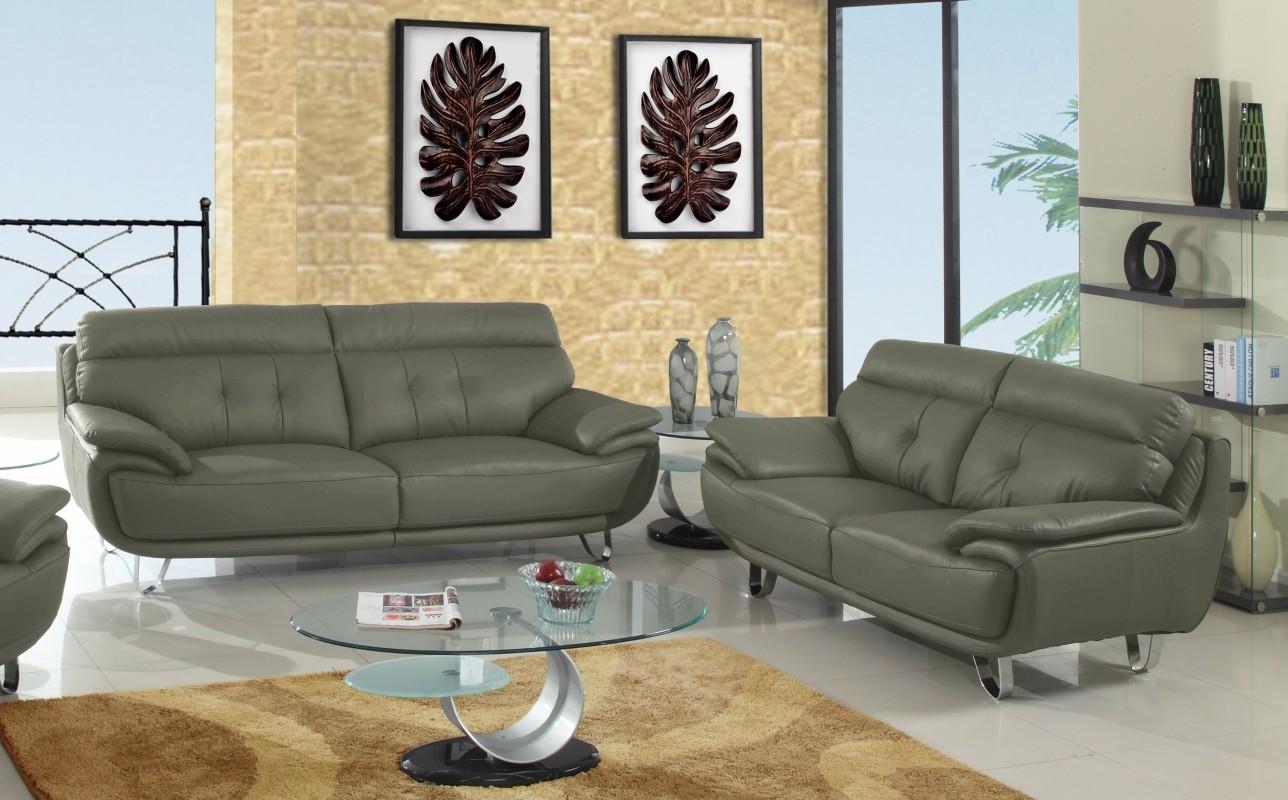 

    
Contemporary Gray Leather Match Sofa Set 2 Pcs Global United A159

