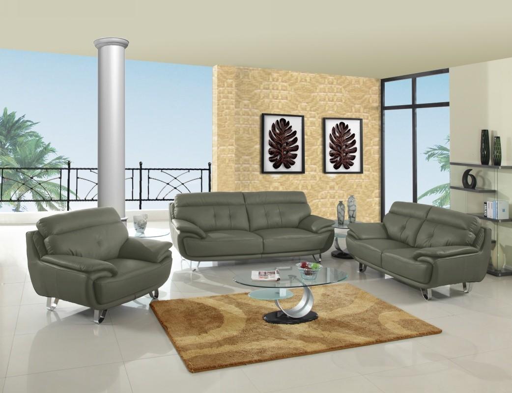 

    
Contemporary Gray Leather Match Sofa Set 3 Pcs Global United A159

