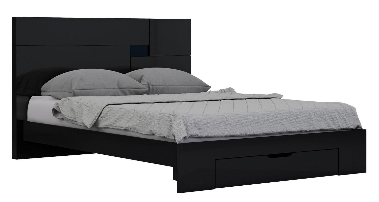 Contemporary, Modern Storage Bed Aria ARIA-BED-BLACK-EK in Black Lacquer