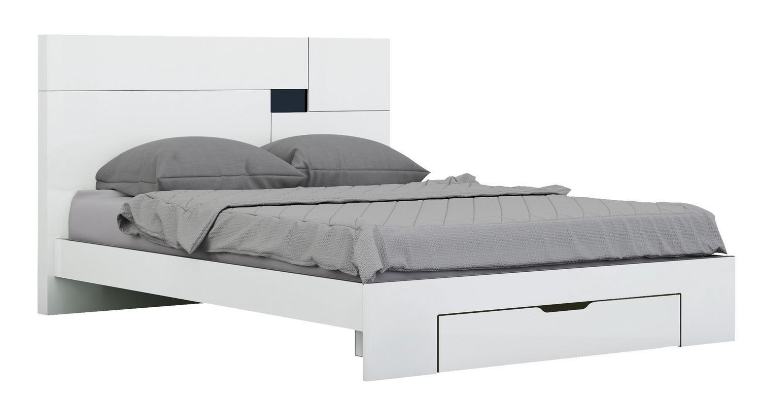Contemporary, Modern Storage Bed Aria ARIA-BED-WHITE-Q in White Lacquer