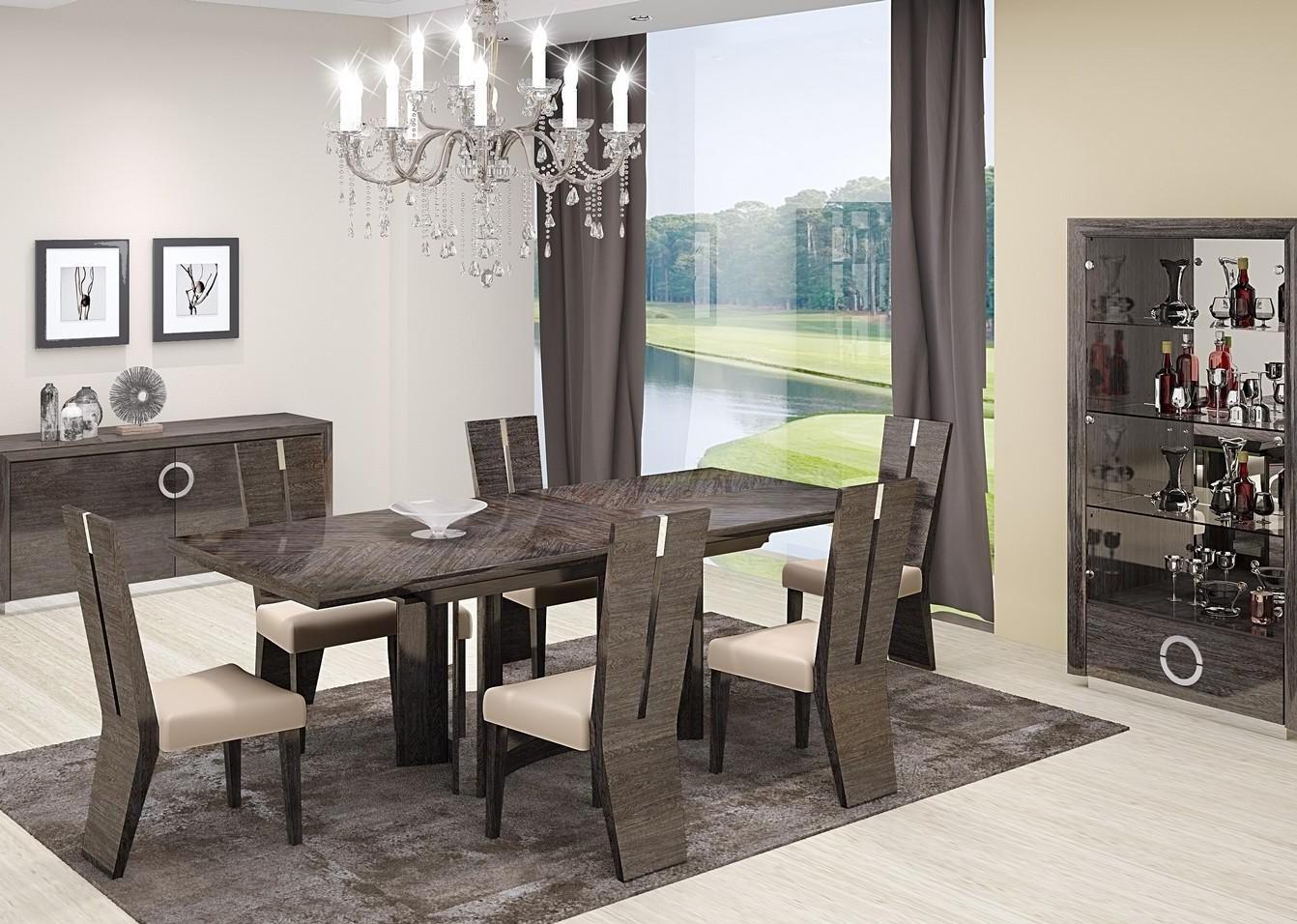Contemporary Dining Sets D59 D59-SET-GRAY-7-PC in Gray Faux Leather