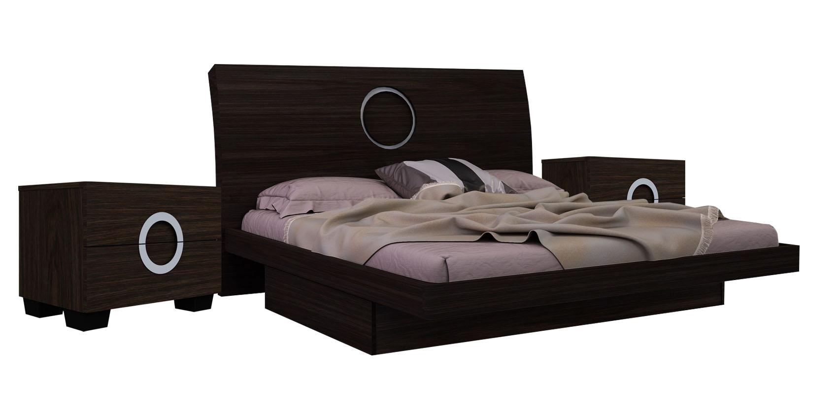Contemporary, Modern Platform Bedroom Set Monte Carlo MONTE-SET-WENGE-EK-3-PC in Wenge Lacquer
