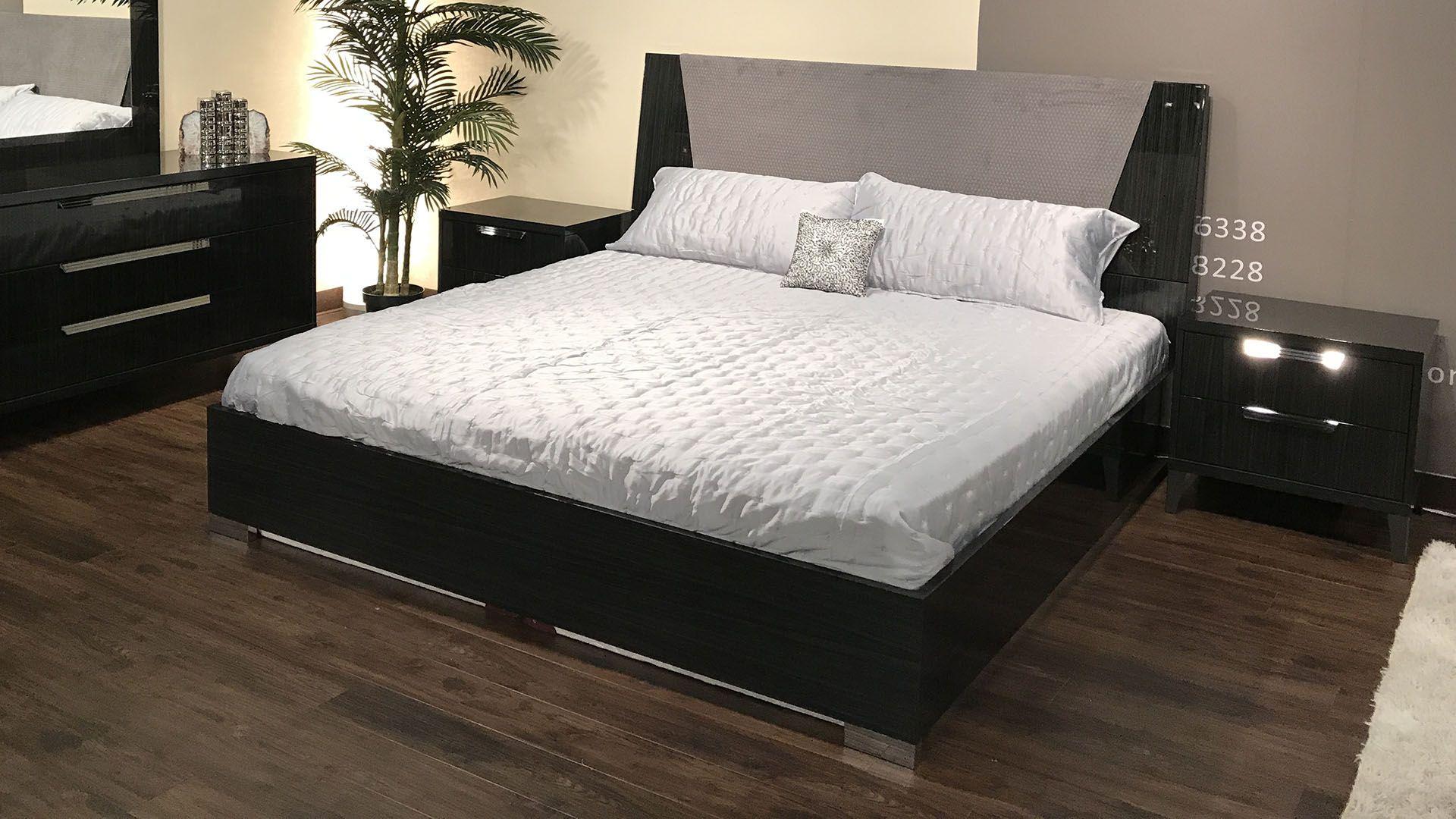 Modern Platform Bed B-ALF01-Q B-ALF01-Q in Gray, Brown Fabric