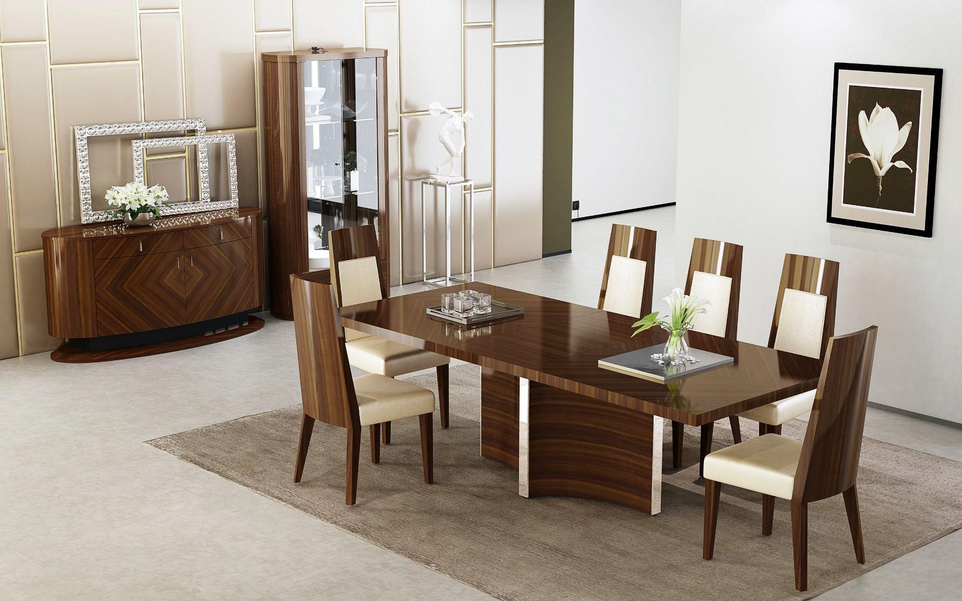 

    
Glossy Dark Brown Extendable Dining Table Set 7Pcs DT-P109 American Eagle Modern
