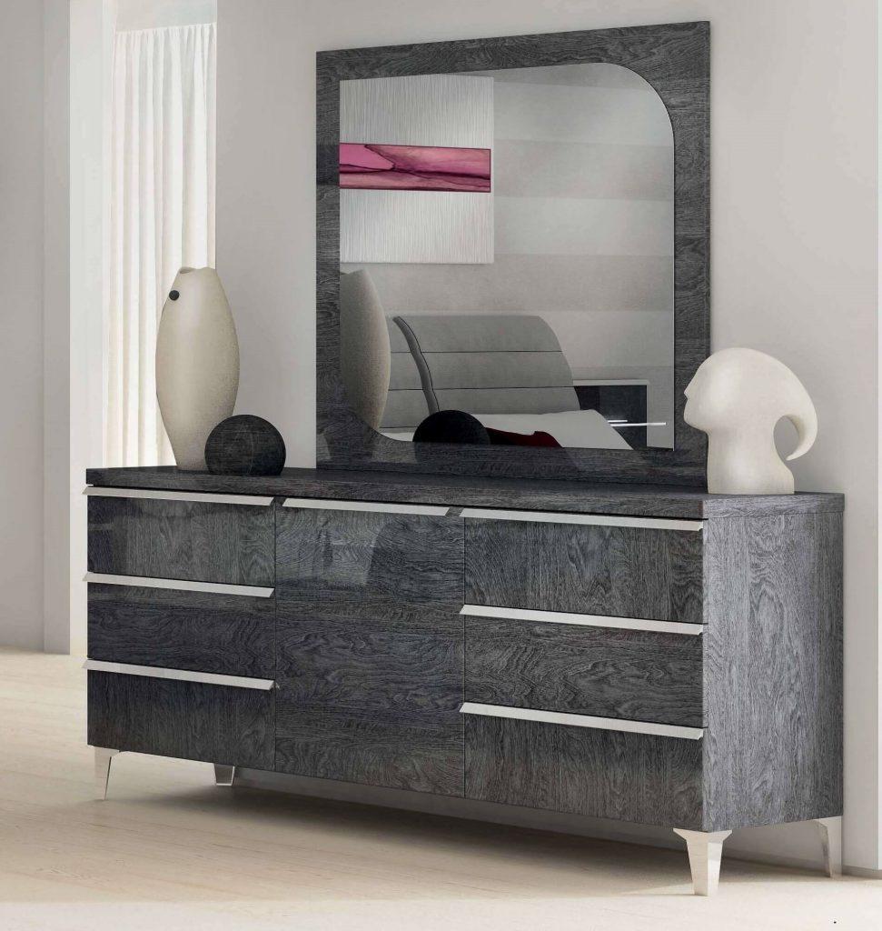 

    
Glossy Grey Double Dresser & Mirror Set Contemporary Luca Home
