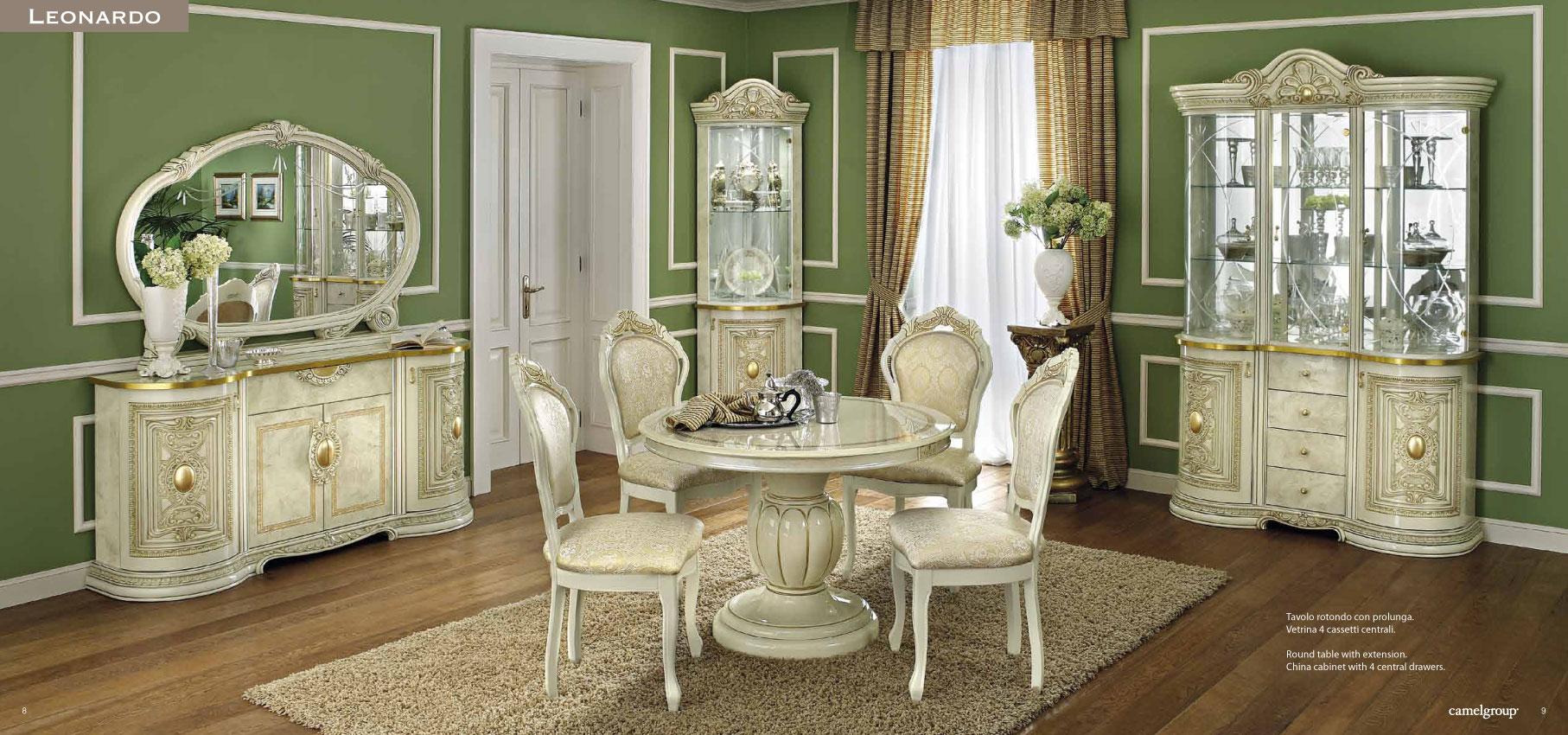 

    
Glossy Ivory Classic Round Dining Room Set 9Pcs Luxury Made in Italy ESF Leonardo

