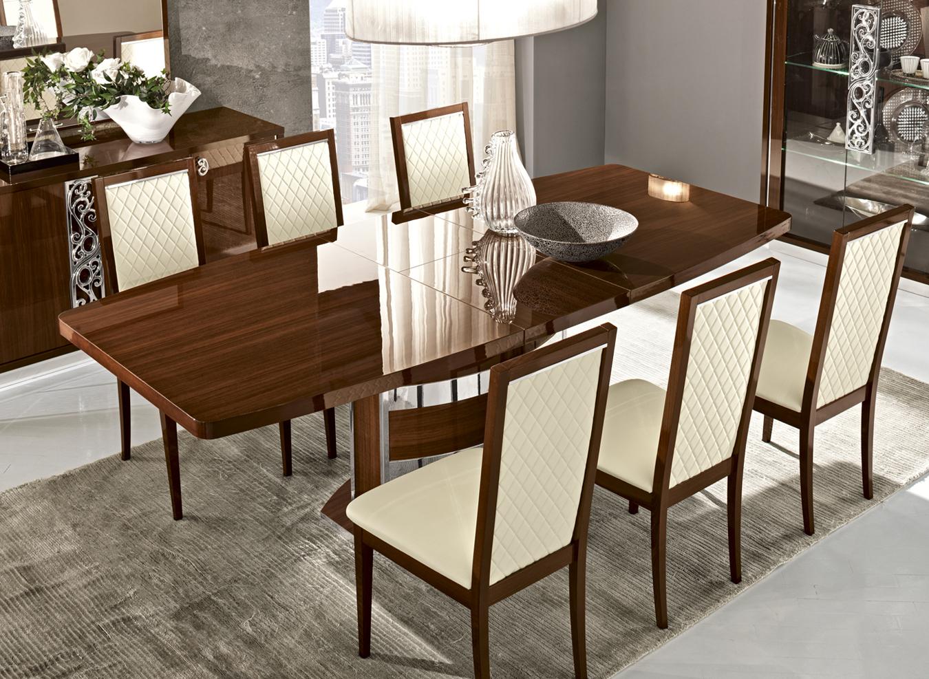 

    
Glossy Walnut 18" Extension Dinning Table Mid-Century Luca Home
