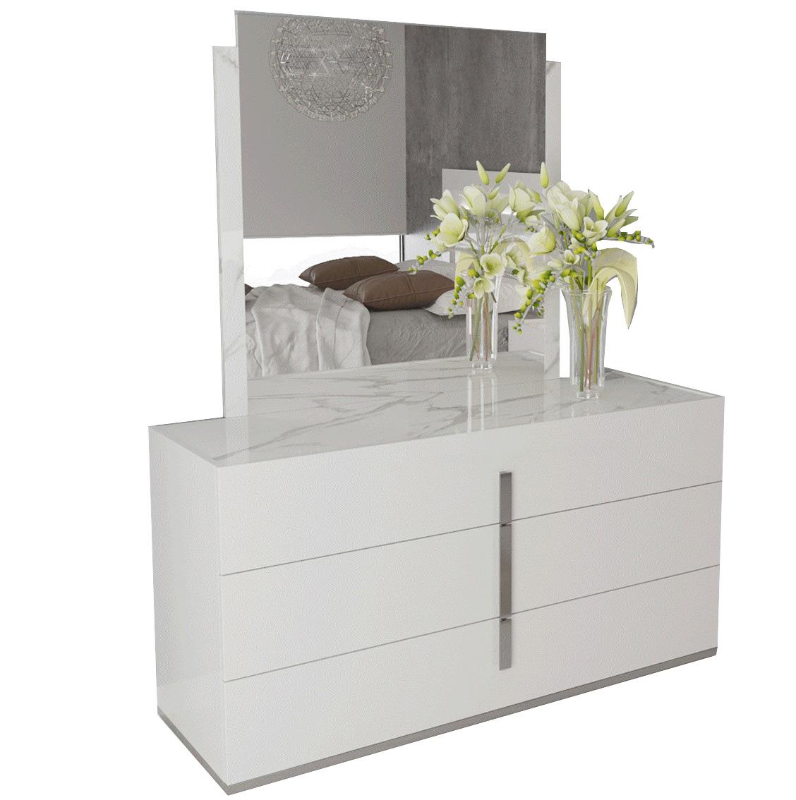 

    
Glossy White Double Dresser CARRARA ESF Modern Contemporary MADE IN ITALY
