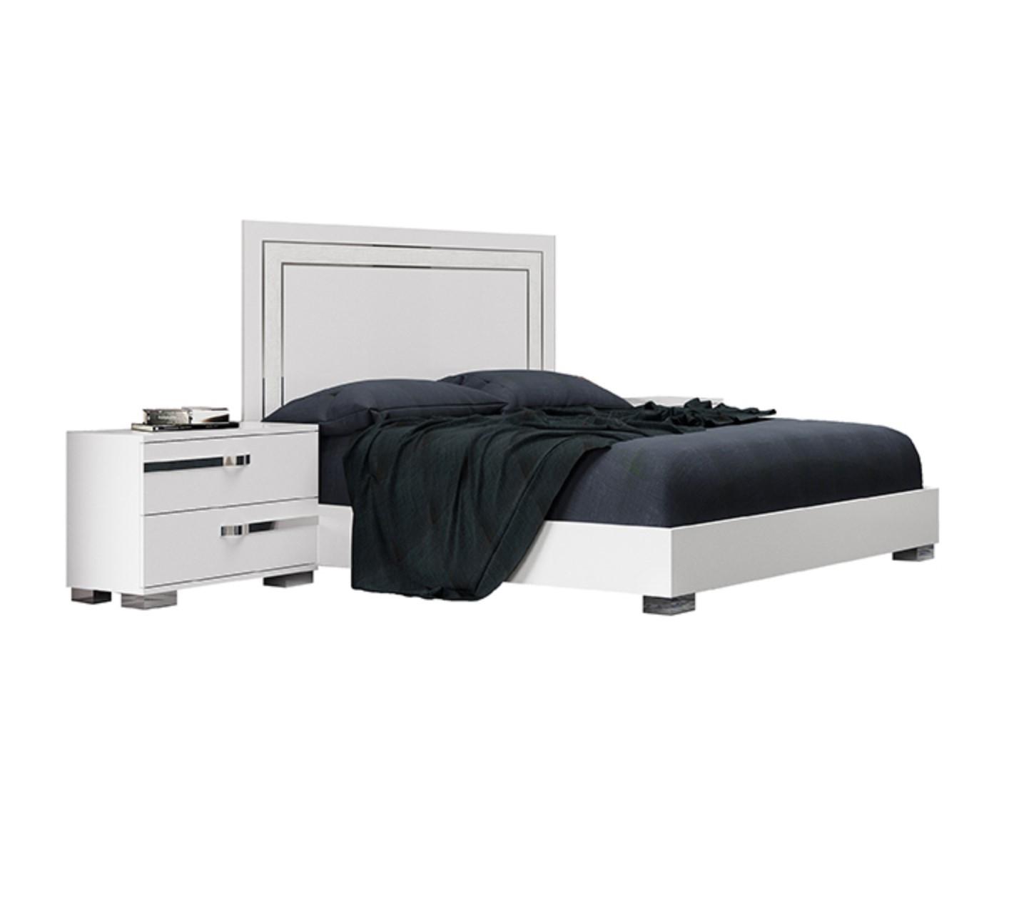 

    
Glossy White King Bed & 2 Nightstands Modern Made in Italy At Home USA Volare
