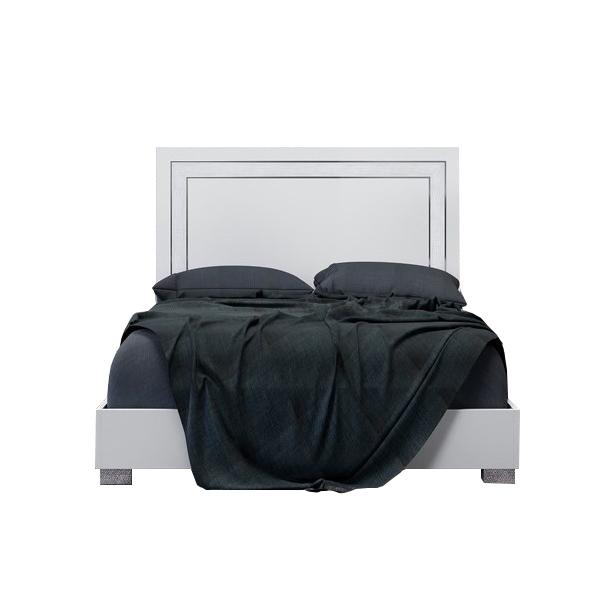 Contemporary Platform Bed Volare VOLARE-White-Q-Bed in White High Gloss Lacquer