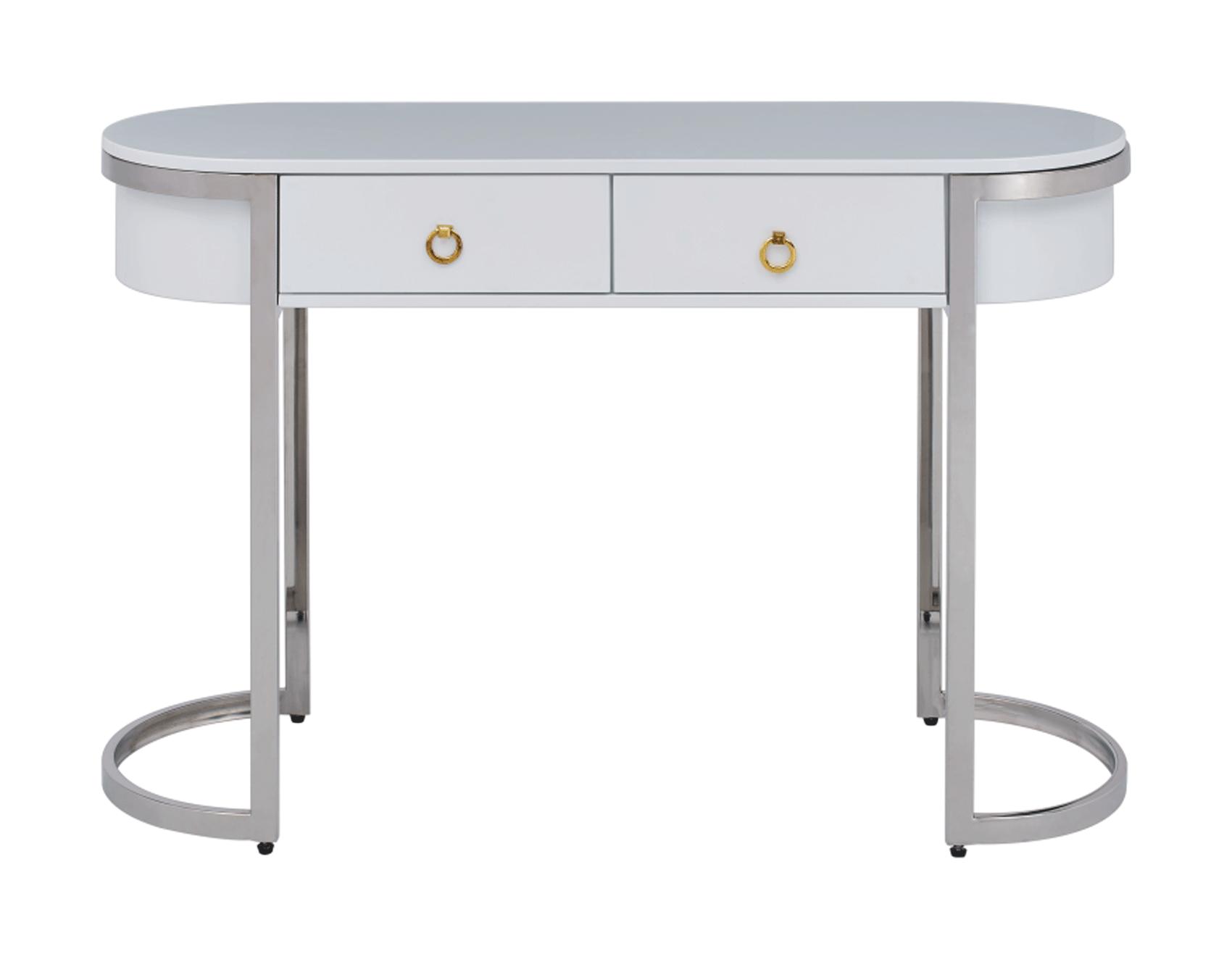 

    
Glossy White & Silver Hallway Console Table 131 ESF  Contemporary Made in Italy
