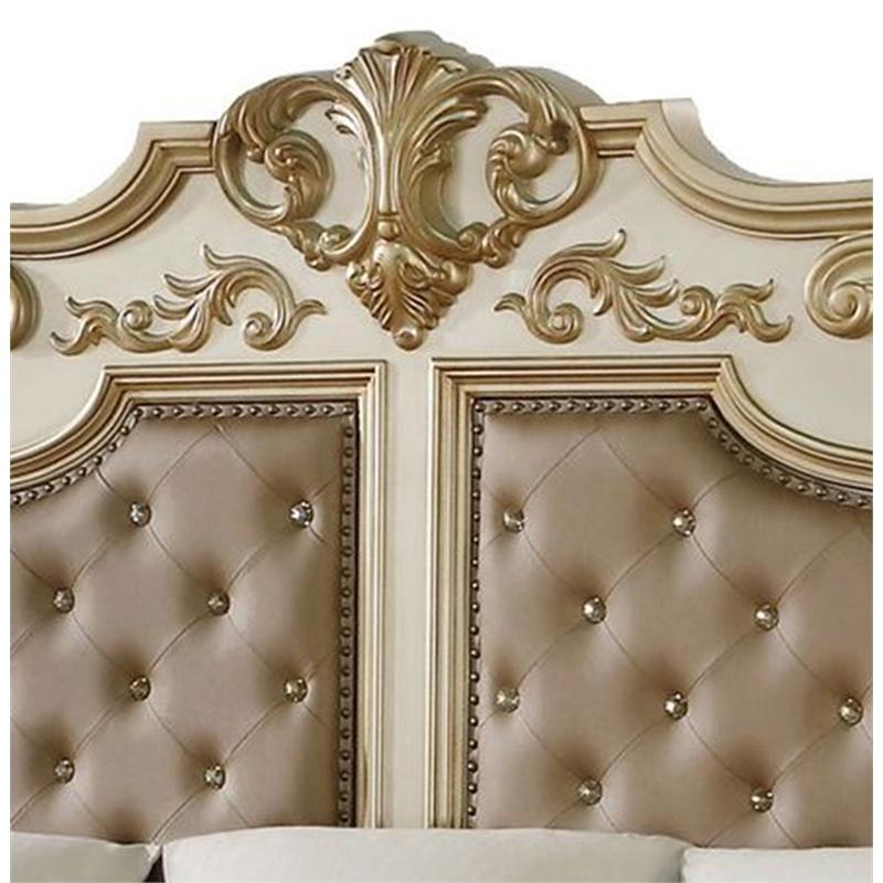

    
Gold Finish Wood King Panel Bed Traditional Cosmos Furniture Miranda
