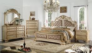 

    
 Shop  Gold Finish Wood Queen Panel Bedroom Set 5Pcs Traditional Cosmos Furniture Miranda
