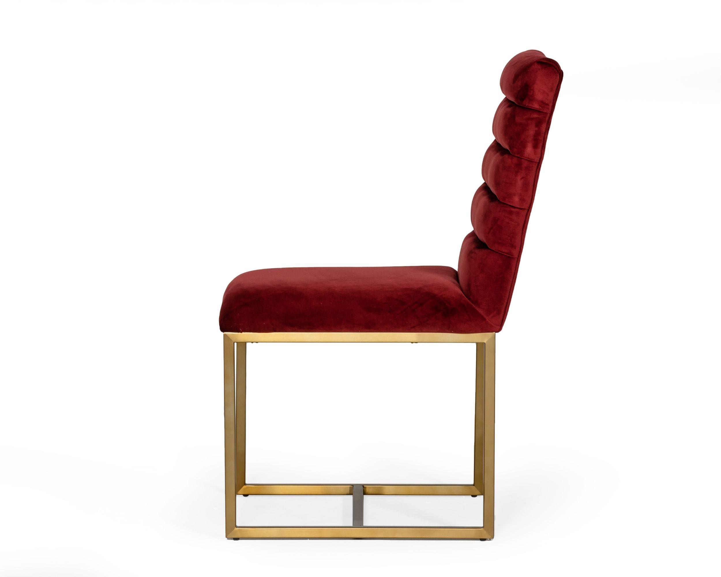 

                    
Buy Gold Legs & Glass Top Dining Table + 6 Red Chairs by VIG Modrest Dandy
