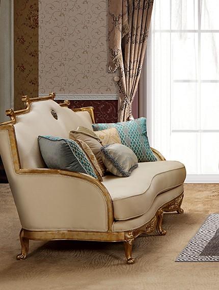 

    
Gold & Light Beige Loveseat Traditional Cosmos Furniture Majestic
