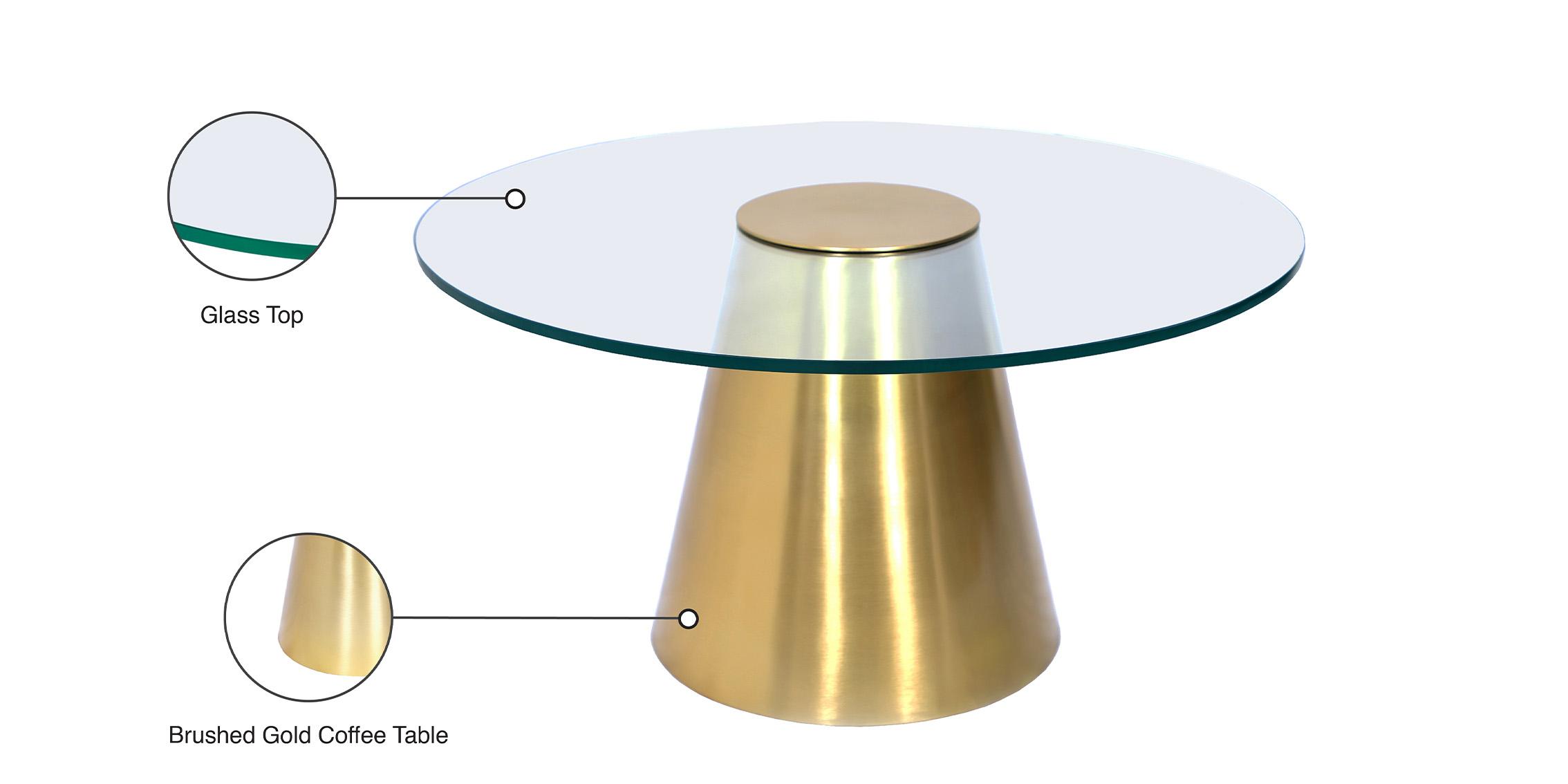 

    
 Photo  Gold Metal & Glass Top Coffee Table Set 2Pcs GLASSIMO 298 Meridian Modern
