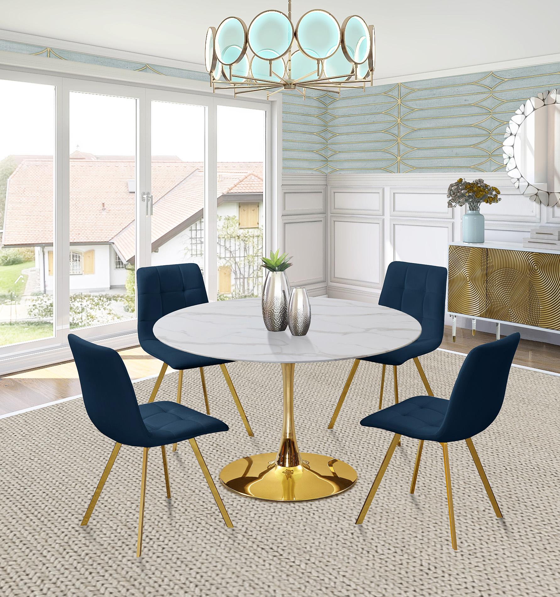 

        
Meridian Furniture ANNIE 979Navy-C Dining Chair Set Navy/Gold  753359800639
