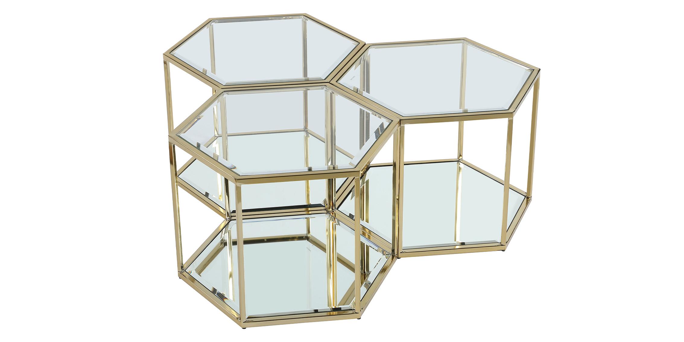 

    
Gold Stainless Steel & Glass Modular Coffee Table 205-CT-3PC Meridian Modern
