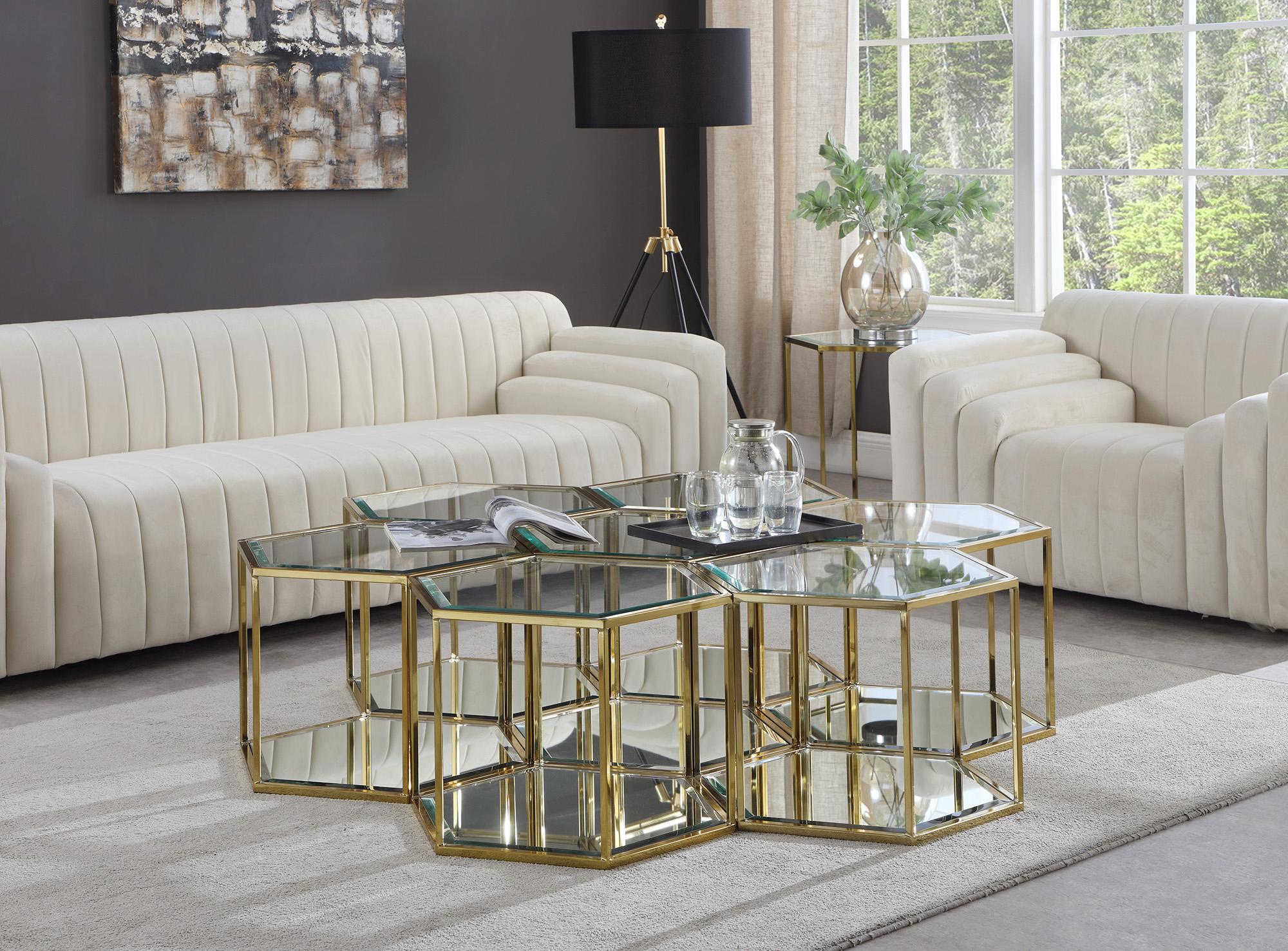 

    
Gold Stainless Steel & Glass Modular Coffee Table SEI 205-CT-7PC Meridian Modern
