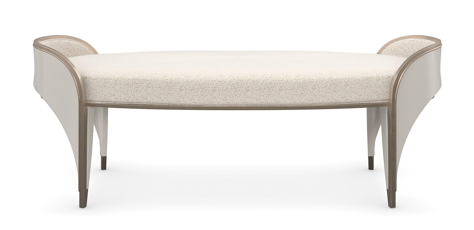 

    
Golden Shimmer & Matte Pearl Finish VALENTINA BED BENCH by Caracole
