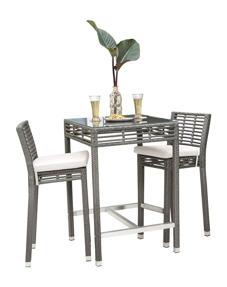 Modern Outdoor Dining Set Graphite PJO-1601-GRY-3PP in Gray, Beige Fabric