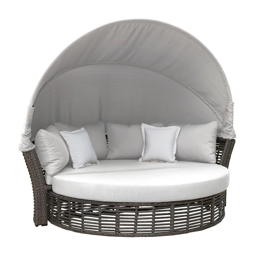 Modern Outdoor Daybed Graphite PJO-1601-GRY-CD in Gray, Beige Fabric