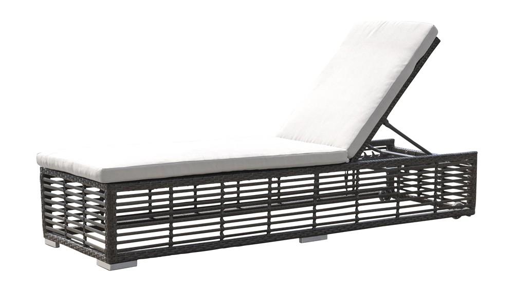 Modern Outdoor Chaise Lounger Graphite PJO-1601-GRY-CL X-1601CL-CUSH in Gray, Beige Fabric