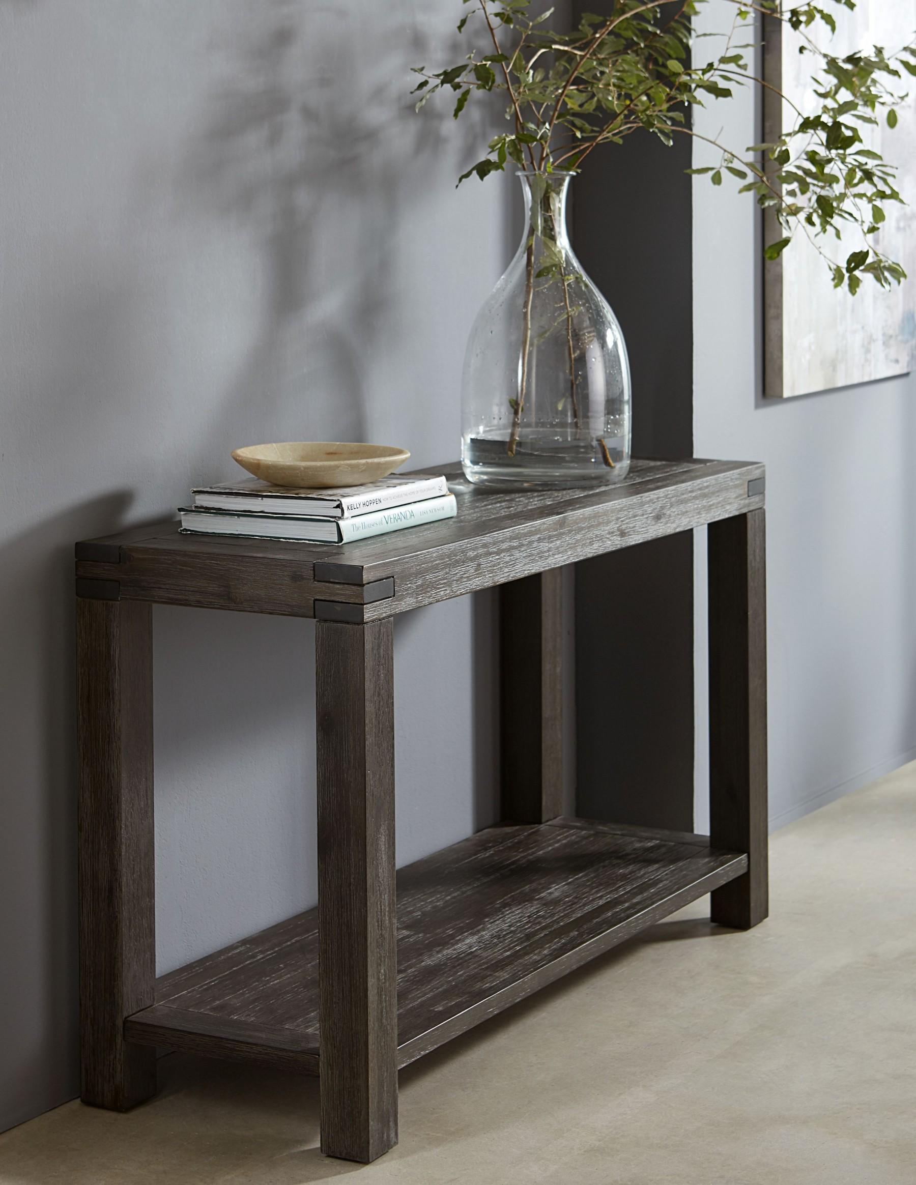

    
Graphite Finish Acacia Solids Console Table MEADOW by Modus Furniture
