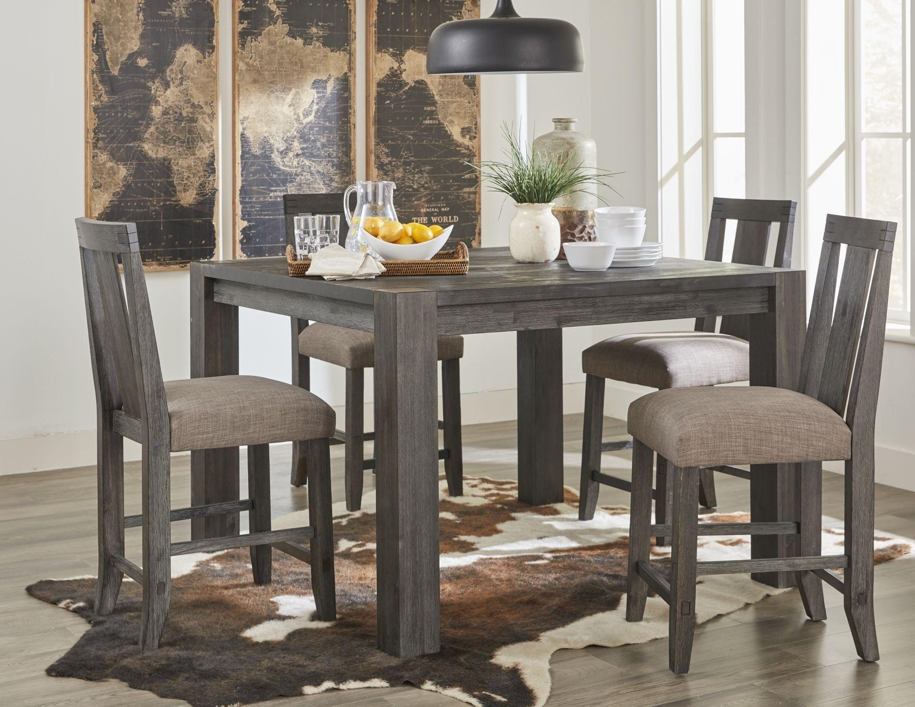 Rustic Counter Dining Set MEADOW 3FT362-5PC in Graphite Fabric