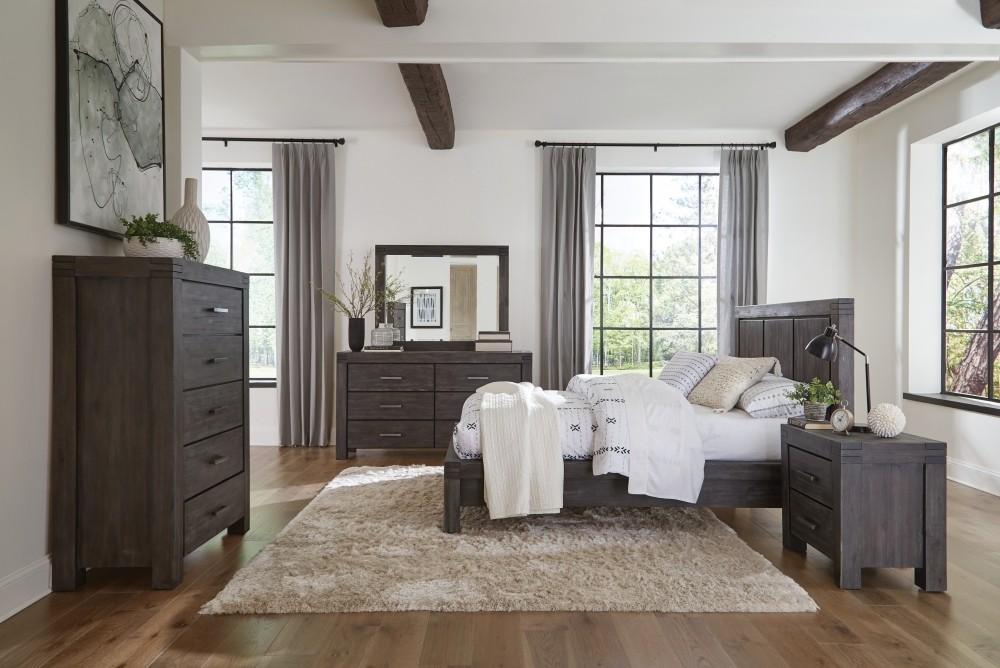

    
 Photo  Graphite Finish Acacia Solids King Platform Bedroom Set 3Pcs MEADOW by Modus Furniture
