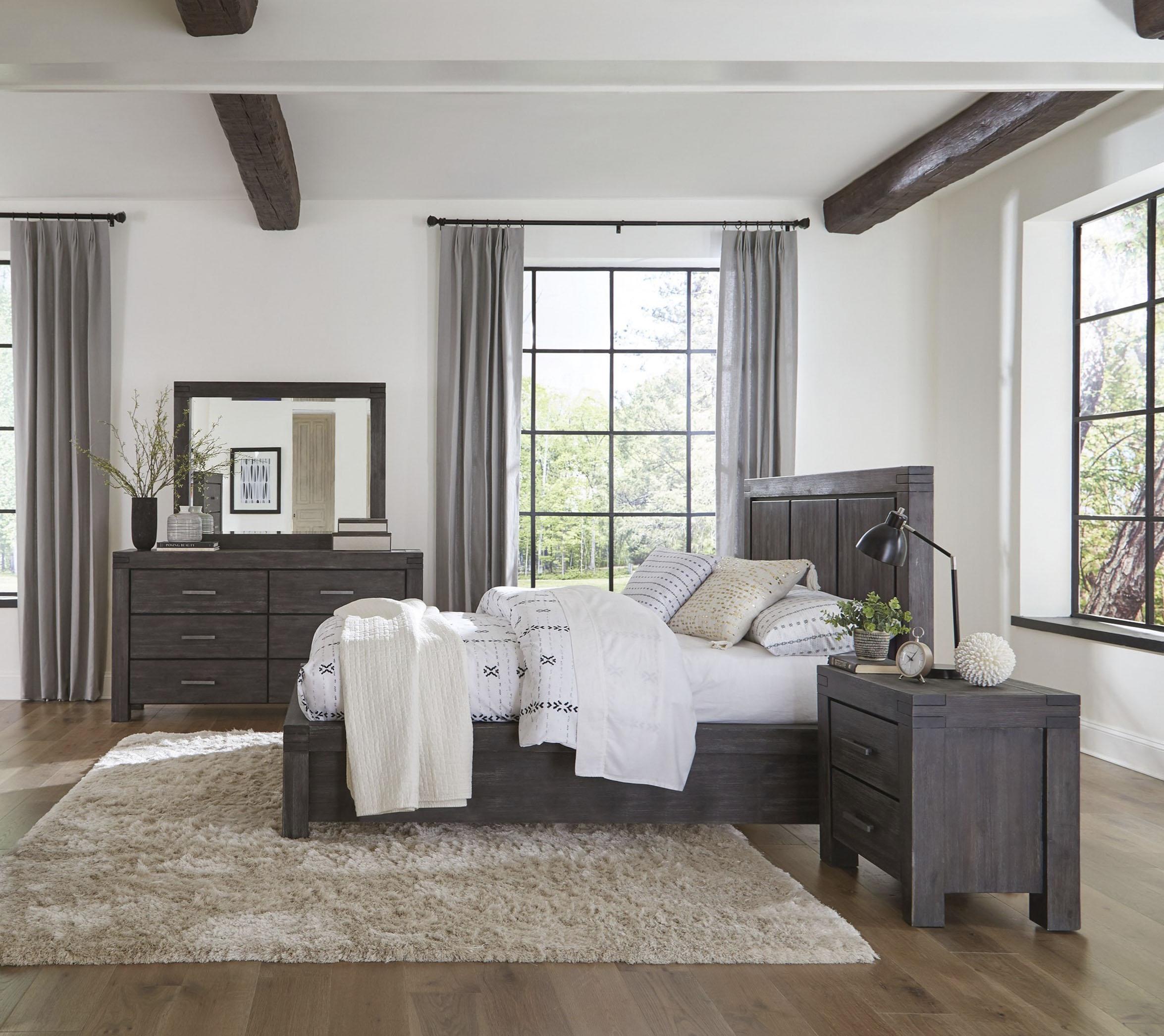 

    
Graphite Finish Acacia Solids King Storage Bedroom Set 4Pcs MEADOW by Modus Furniture
