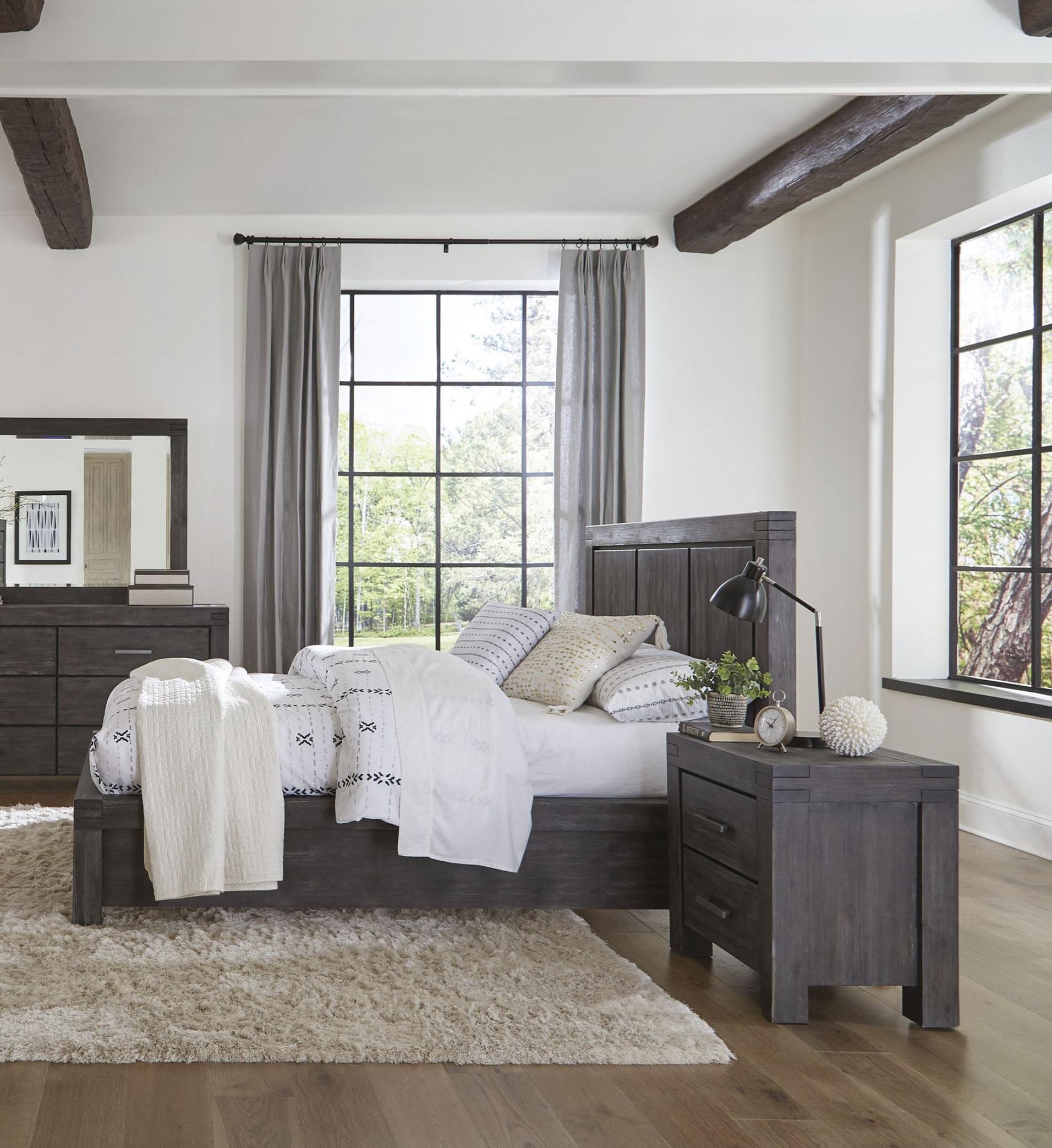 

    
Graphite Finish Acacia Solids Queen Platform Bedroom Set 3Pcs MEADOW by Modus Furniture
