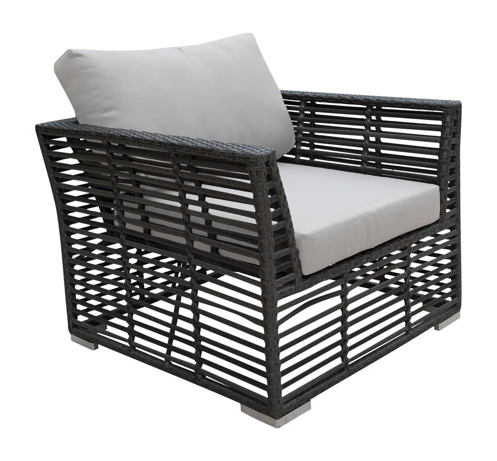 Modern Outdoor Chair Graphite PJO-1601-GRY-LC in Beige, Gray Fabric
