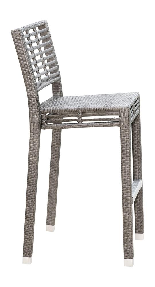Modern Outdoor Barstool Graphite PJO-1601-GRY-BS X-1601AC-CUSH in Gray, Beige Fabric