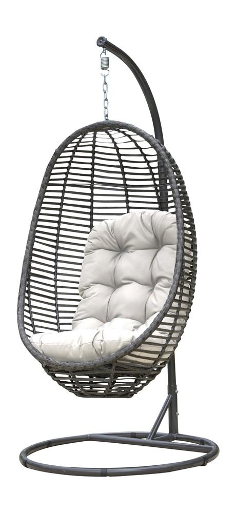 Modern Outdoor Chair Graphite PJO-1601-GRY-HC PJO-1601-GRY-FR in Gray, Beige Fabric