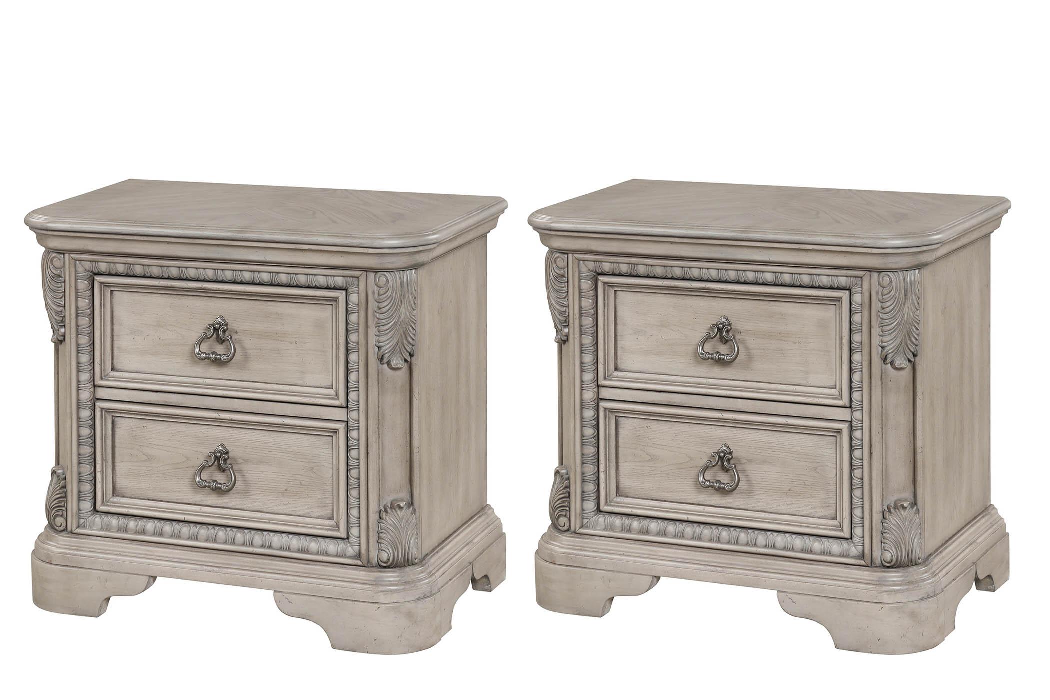 Classic, Traditional Nightstand Set COVENTRY 1989-120-Set-2 1989-120-Set-2 in Gray 