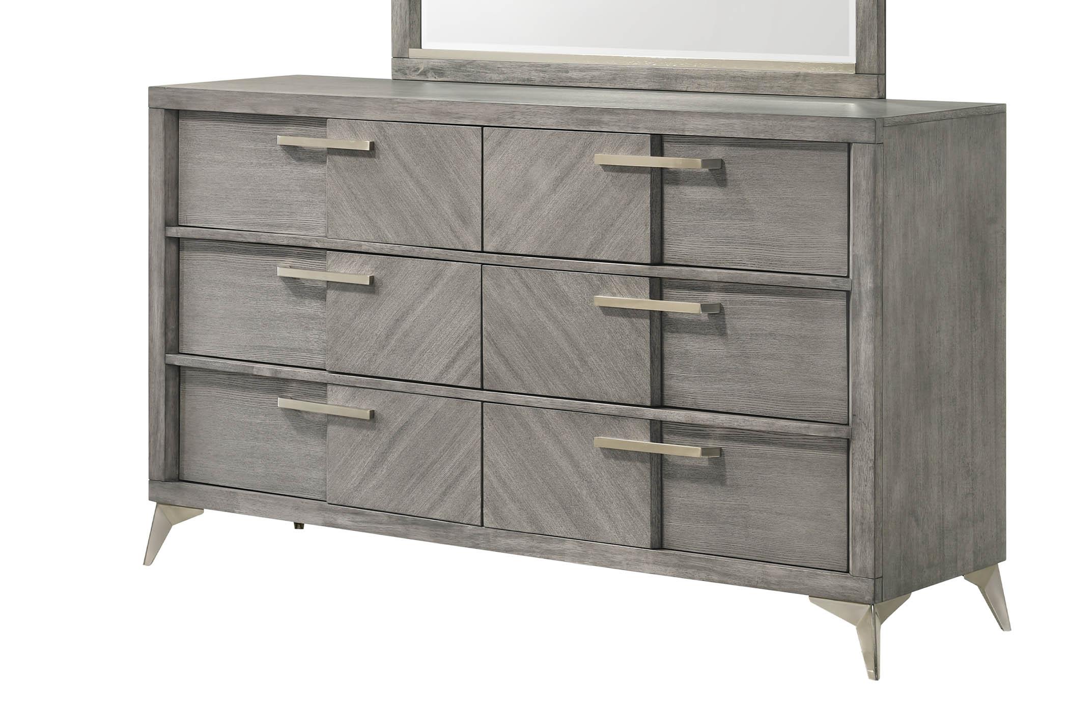

    
Gray 6 Drawer Dresser ARIES 211-130 Bernards Modern Contemporary

