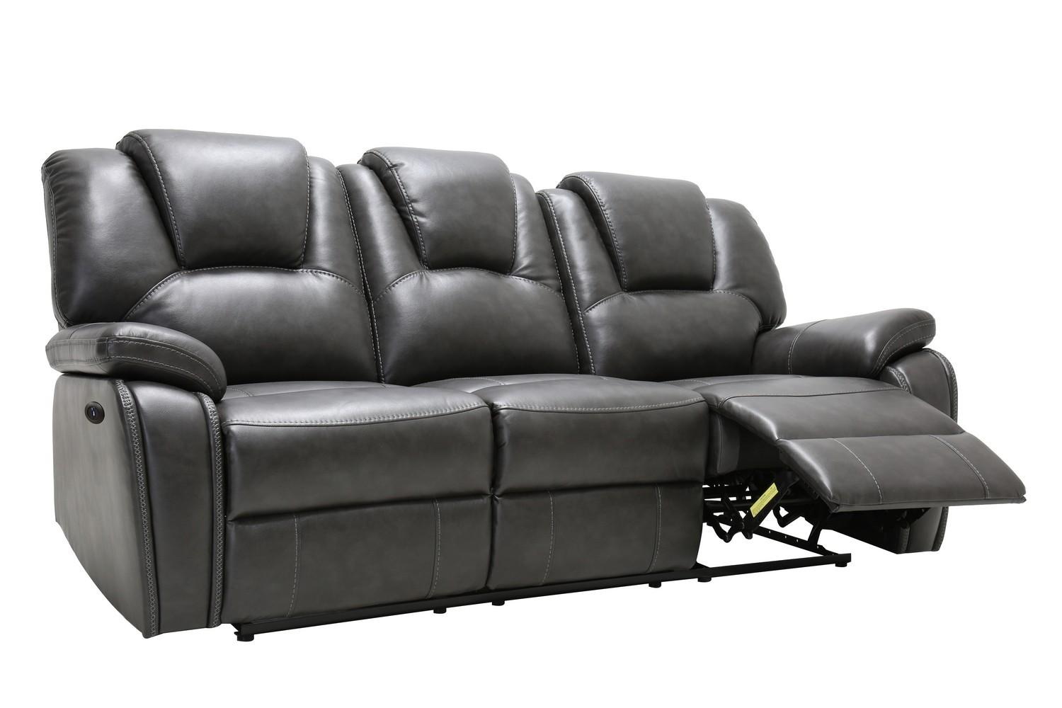 Contemporary Reclining Sofa 7993 7993-GRAY-PWR-S in Gray Leather Air Material