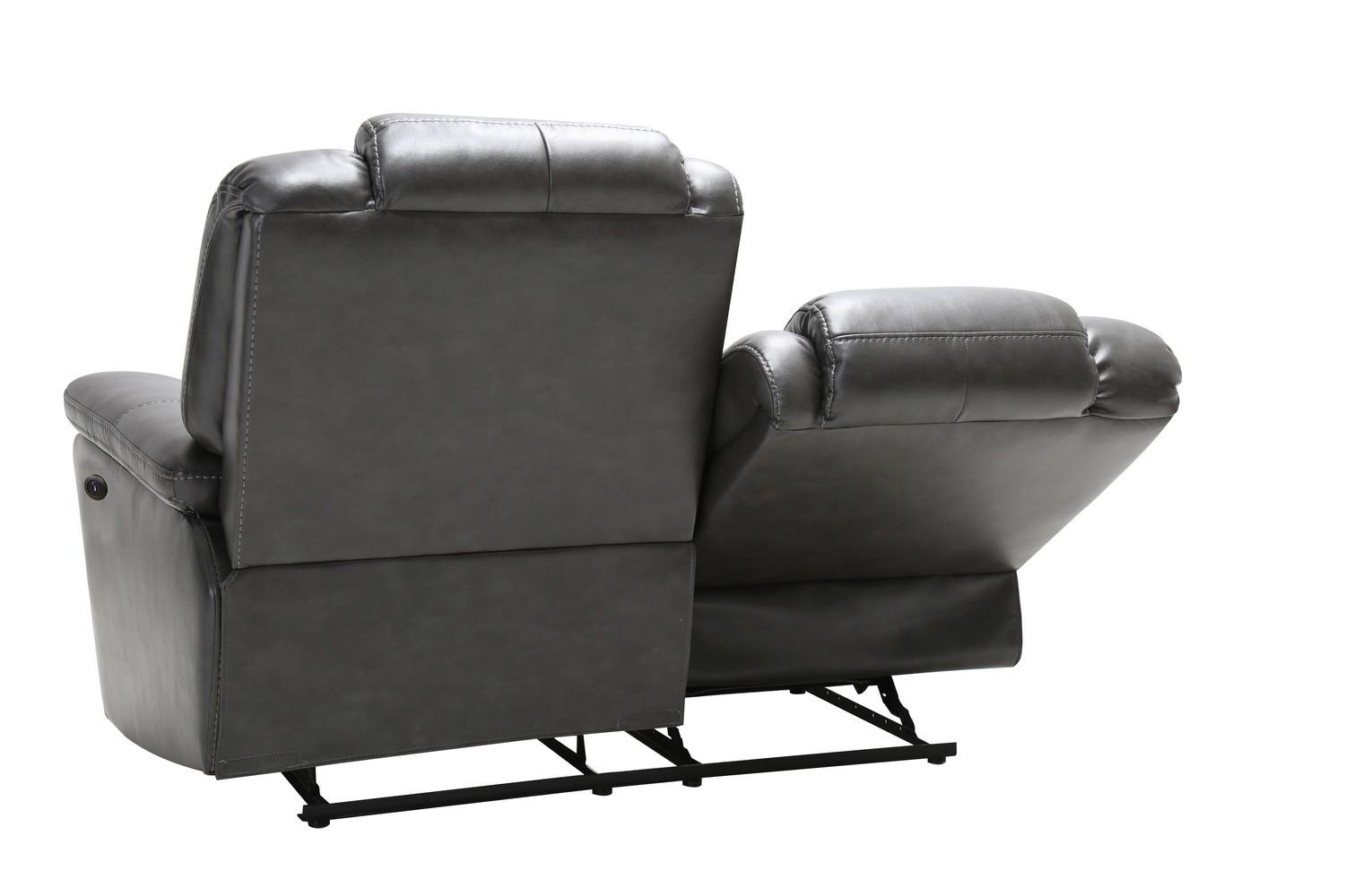 

    
 Shop  Gray Air Leather Power Reclining Sofa Set 3Pcs Contemporary 7993 Global United
