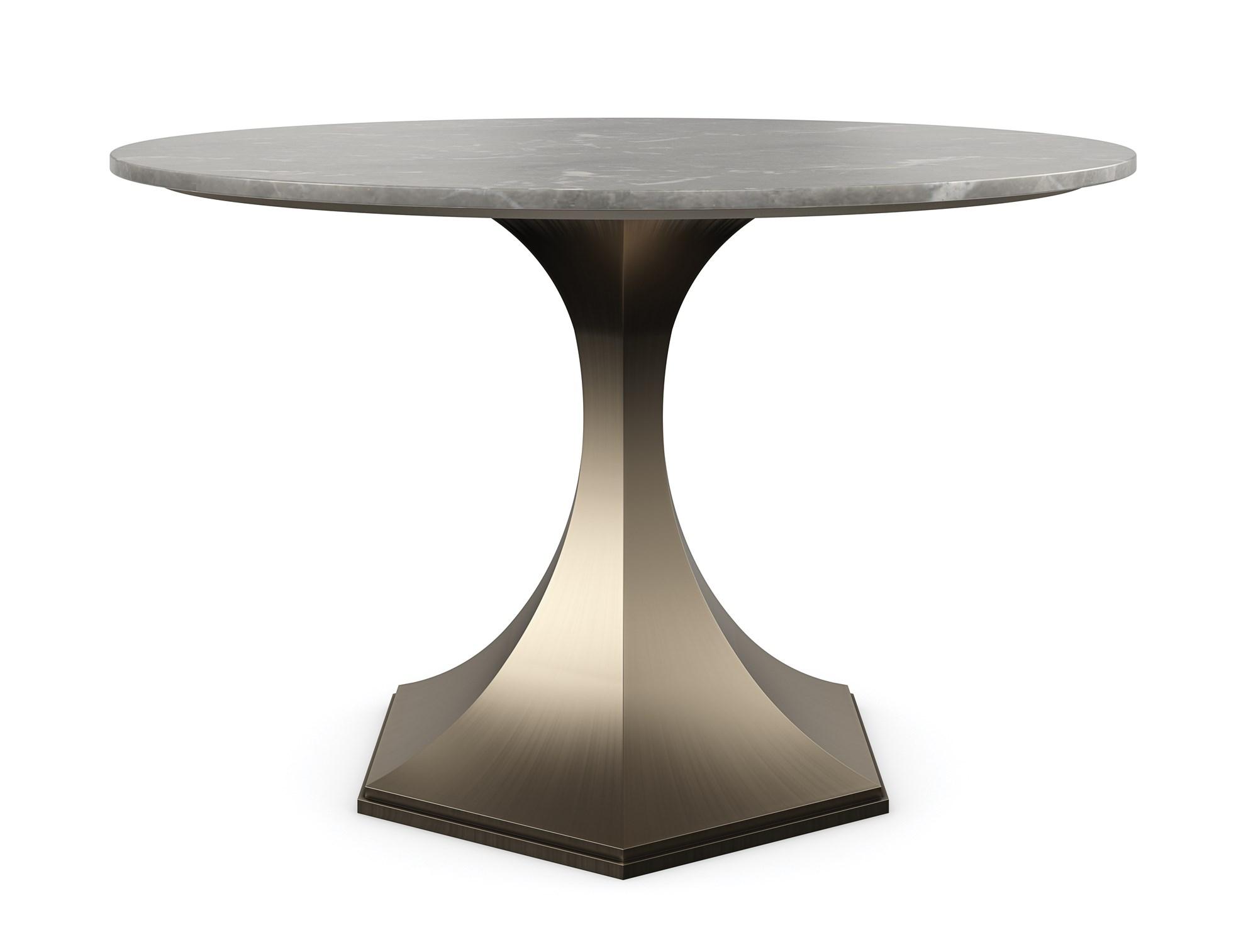 

    
Gray Armani Marble Top & Antique Brass Base Dining Table TOP BRASS by Caracole
