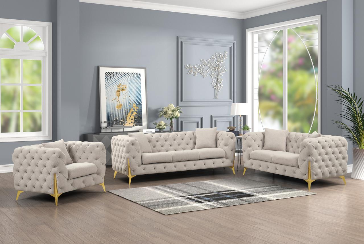 

    
Gray Buckle Fabric 3Pc Living Room Set Contempo Galaxy Home Modern
