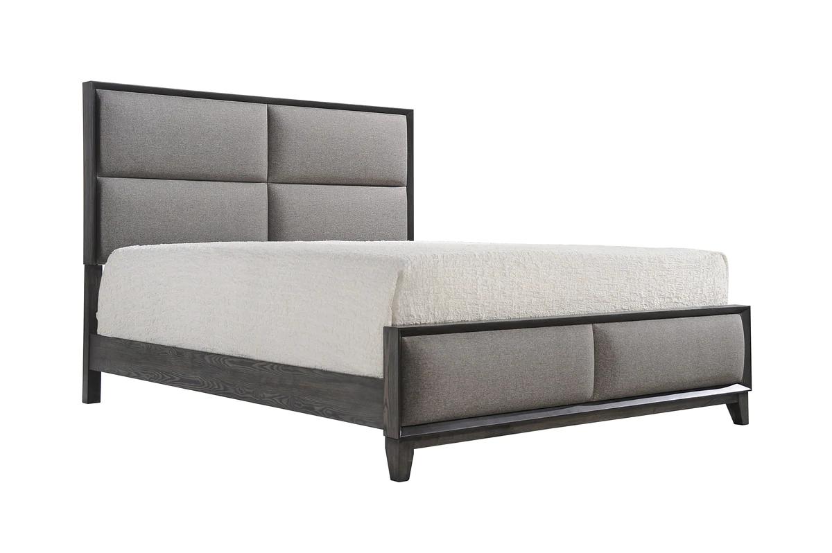 Modern Panel Bed Florian B6570-CK-Bed in Gray Linen