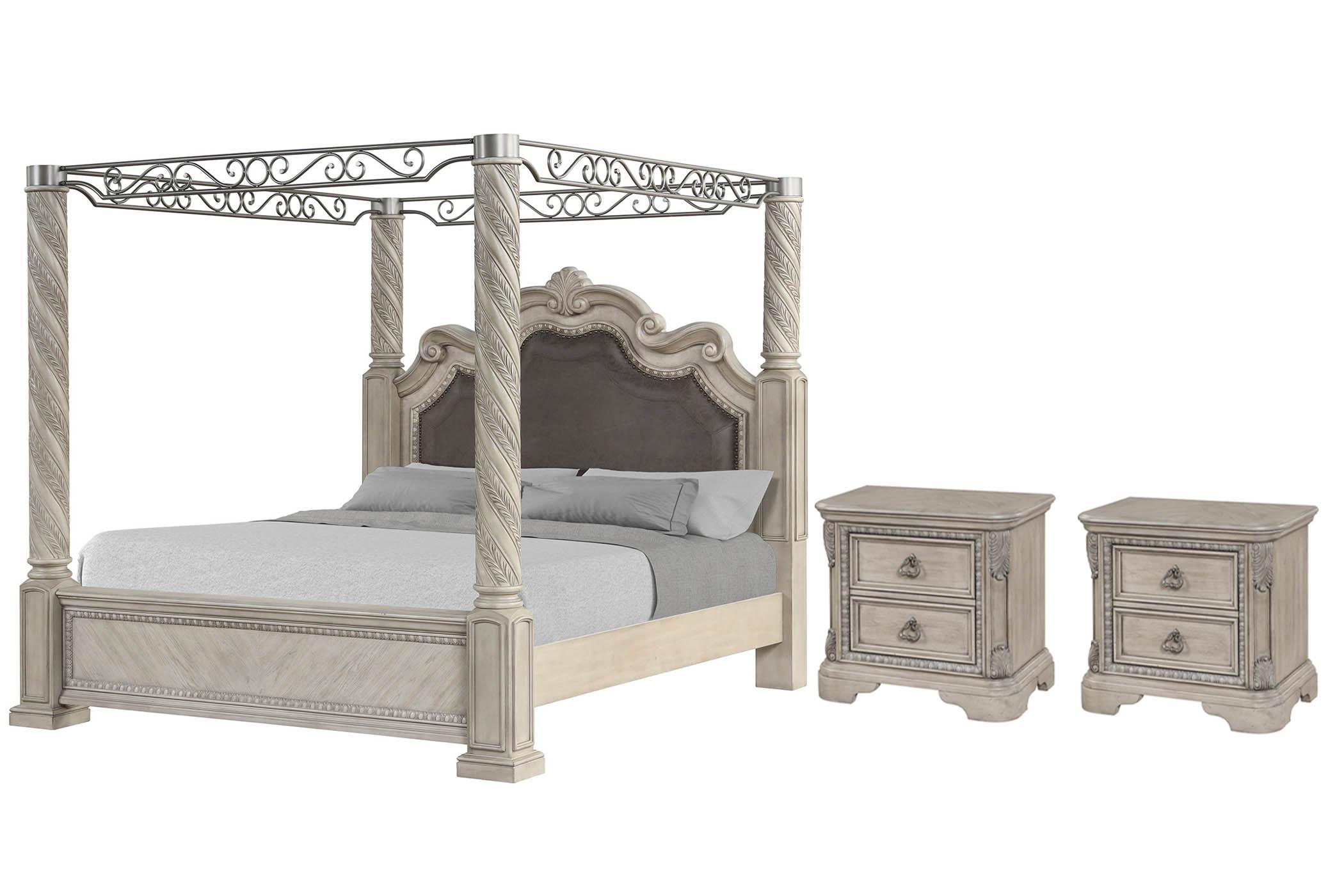 

    
Gray Canopy Queen Bed Set 3Pcs COVENTRY 1989-108 Bernards Classic Traditional
