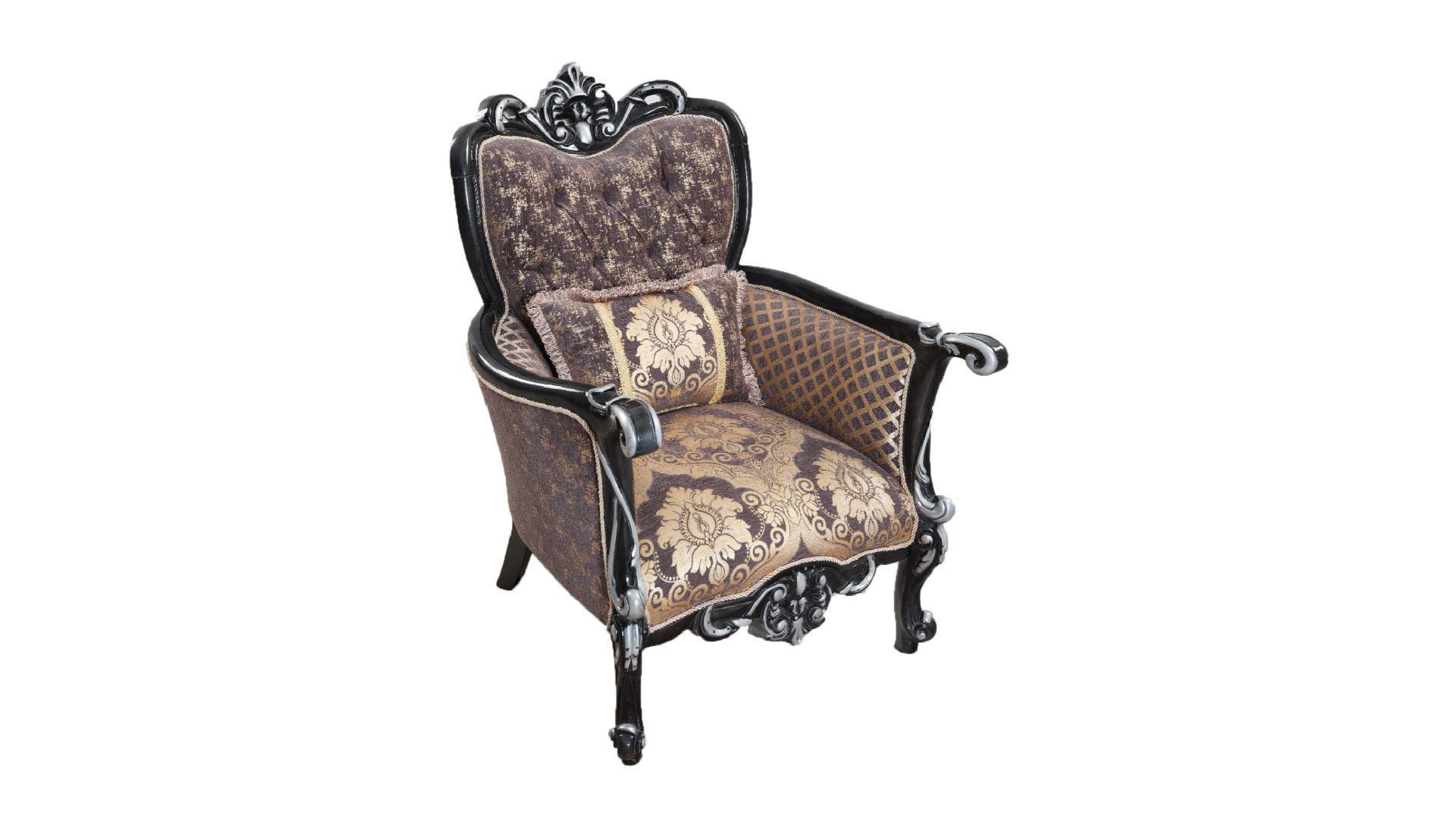 Classic, Traditional Arm Chair FLORENCE FLORENCE-CH in Charcoal, Gray Chenille