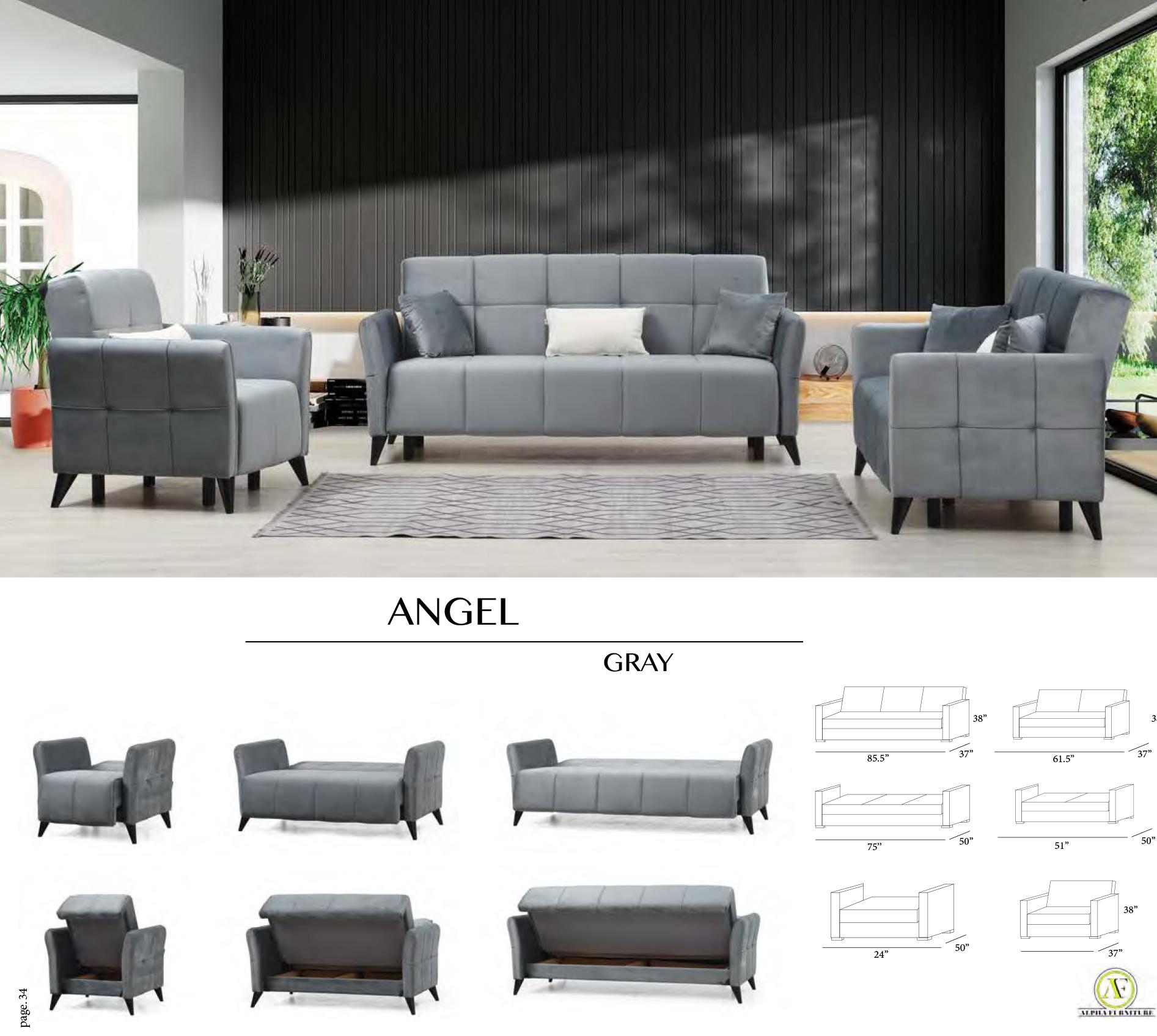 

    
Gray Chenille Fabric Sofa Bed Set 2Pcs Contemporary Alpha Furniture Angel
