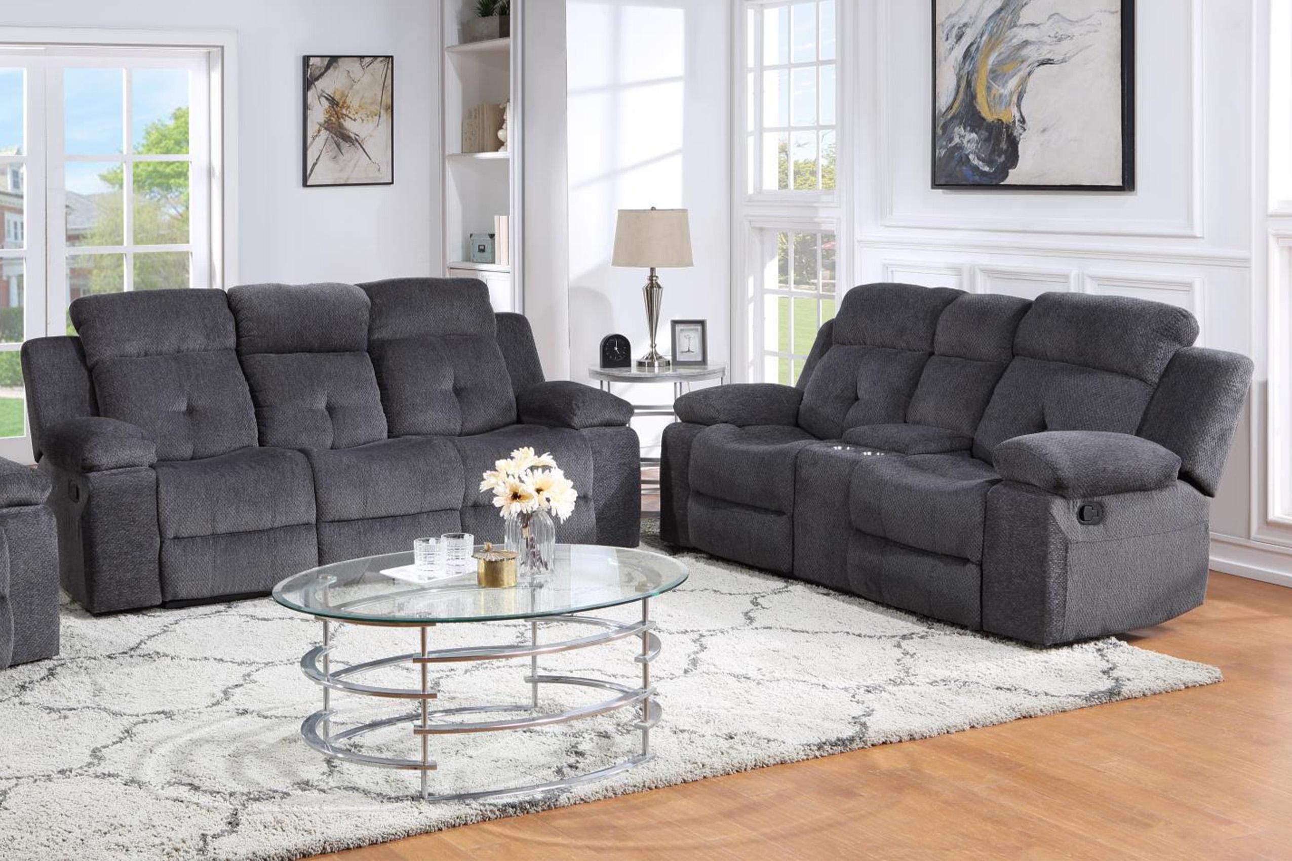 

    
Gray Chenille Manual Recliner Sofa Set 2Pc PHOENIX Galaxy Home Contemporary
